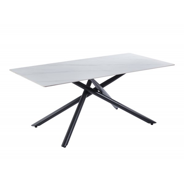 Jupiter spisebord - 180x90 cm - Hvit marmorplate i keramikk