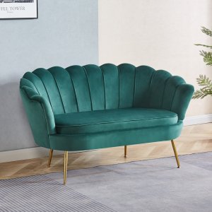 2-seters sofa gr�nn/messing - Kingsley