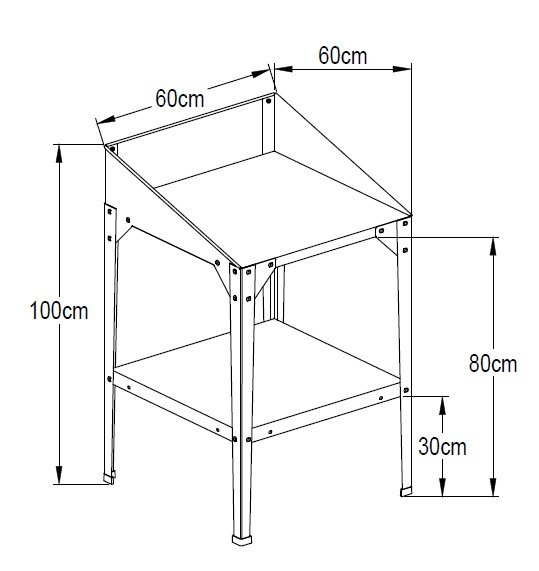Drivhusbord st�l 60x60 cm - Dyrkingsbord for drivhustilbeh�r