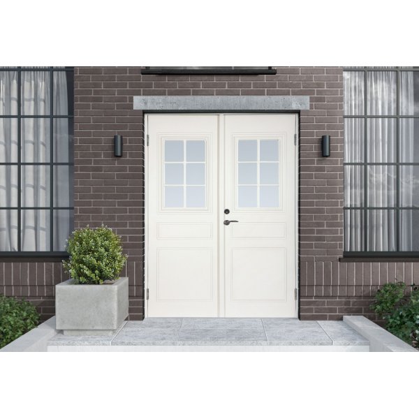 Dobbel ytterdr Warsawa med klarglass + Hndtakspakke