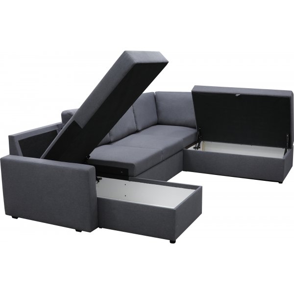 Sovesofa U-formet mørkegrå - Dream Sovesofa U-formet mørkegrå - Dream