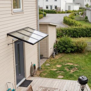 Inngangsmarkise i svart polykarbonat 90x140 cm - Tak over d�r