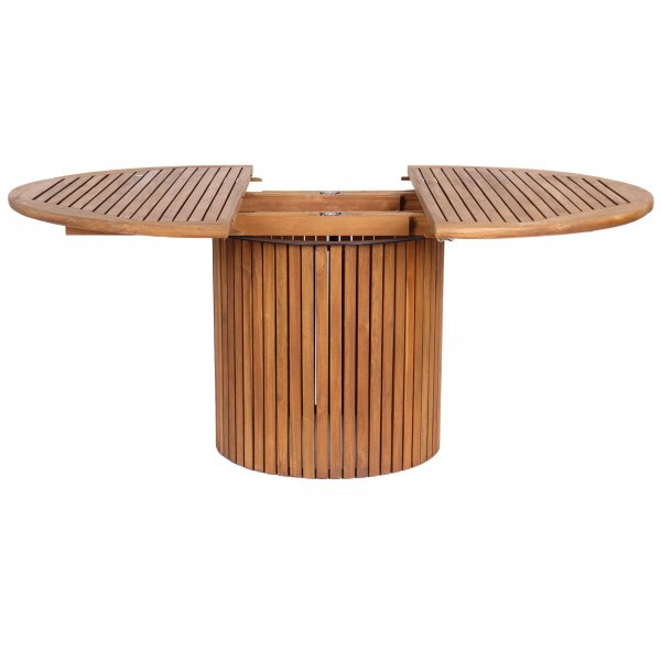 Saltö rundt uttrekkbart spisebord i teak Ø115 + 40 cm + Rengjøringsspray for utemøbler Saltö rundt uttrekkbart spisebord i teak Ø115 + 40 cm + Rengjøringsspray for utemøbler