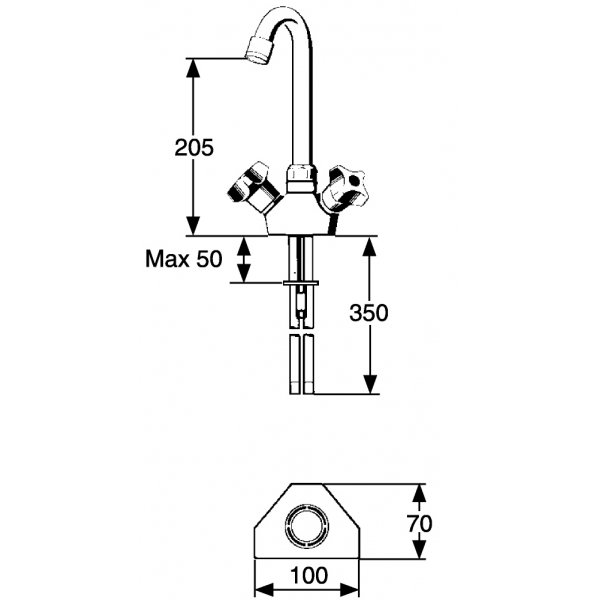 FM Mattsson Blandebatteri for vaskekanaler Krom med sttteplate