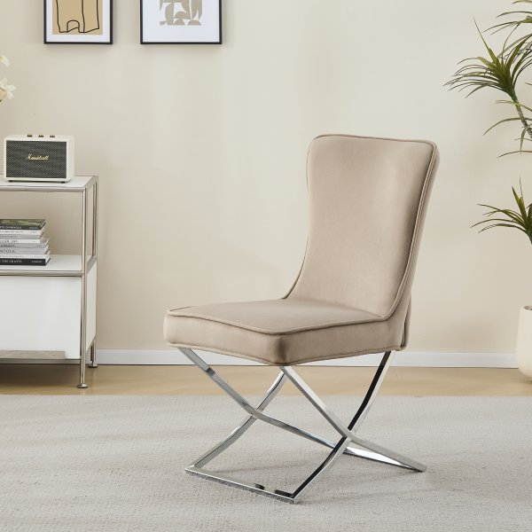 Stol med kromben - beige fl�yel - Luksus