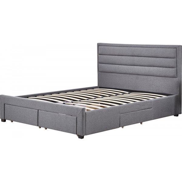 Sengeramme med oppbevaring inkludert hodegavl 180 x 200 cm - Gr�