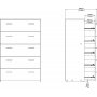 Space kommode hvit med 5 skuffer, bredde 74 cm og h�yde 115 cm