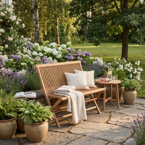 Hagesofa sammenleggbar teak 100x47x89 cm - Saltö + Møbelpleie Hagesofa sammenleggbar teak 100x47x89 cm - Saltö + Møbelpleie
