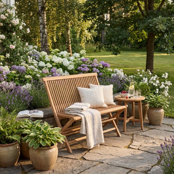 Hagesofa sammenleggbar teak 100x47x89 cm - Saltö + Møbelpleie Hagesofa sammenleggbar teak 100x47x89 cm - Saltö + Møbelpleie