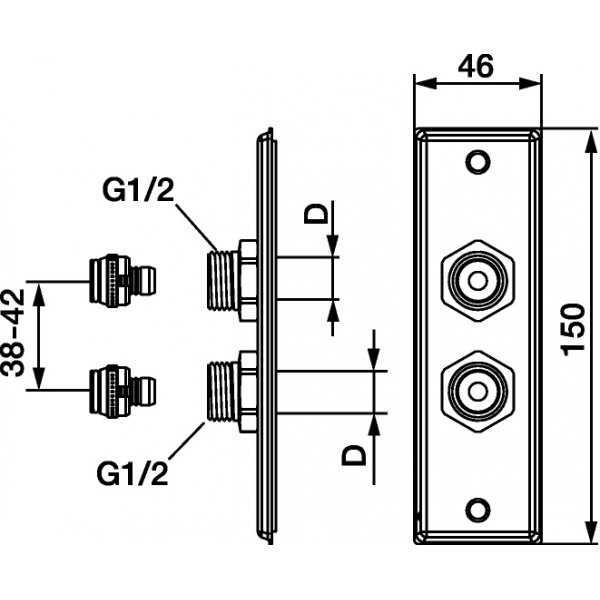 FM Mattsson dobbel veggbrikke for PEX/Alupex