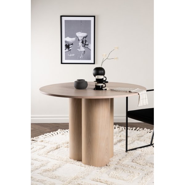 Spisebord rundt 110 cm hvitvasket - Olivia Spisebord rundt 110 cm hvitvasket - Olivia
