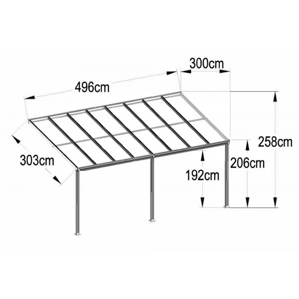 Terrassetak Jim - Grå - 300 x 495 cm Terrassetak Jim - Grå - 300 x 495 cm
