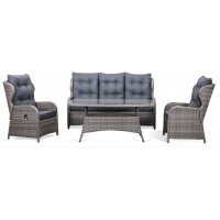 Alaska utemøbelgruppe høy rygg med recliner (3+1+1) - Grå kunstrotting Alaska utemøbelgruppe høy rygg med recliner (3+1+1) - Grå kunstrotting