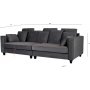 Sofa 250 cm bred m�rkegr� fl�yel 114 cm dyp