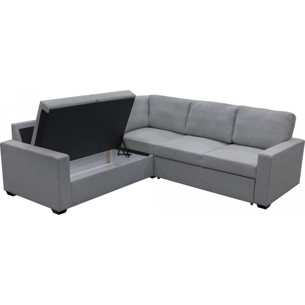 Hjørnesofa Belissa med sengefunksjon og oppbevaring - 235x235 cm - mørkegrå Hjørnesofa Belissa med sengefunksjon og oppbevaring - 235x235 cm - mørkegrå