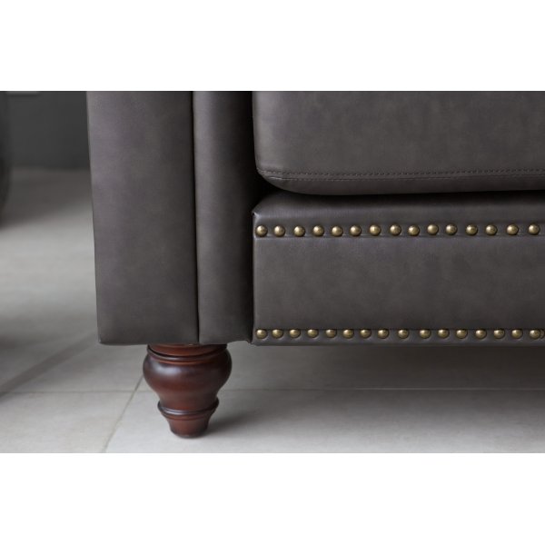 Sofa Chesterfield 3-seter 219 cm - m�rkebrun PU