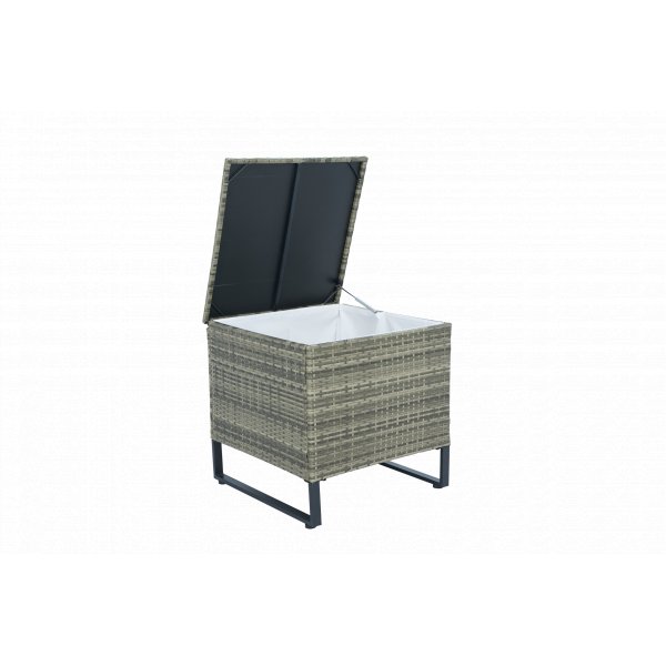Hjørnesofasett grå kunstrottingsofa med bord og puteboks + Flekkfjerner for møbler Hjørnesofasett grå kunstrottingsofa med bord og puteboks + Flekkfjerner for møbler