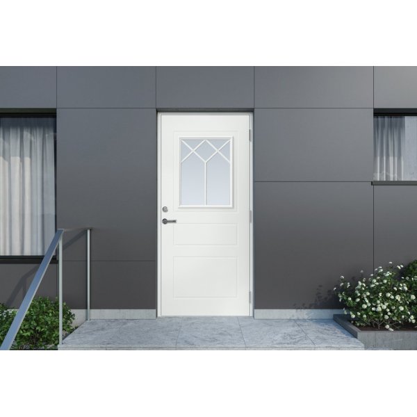 Oppdals ytterdr med vindu - klart glass + Karmskruepakke