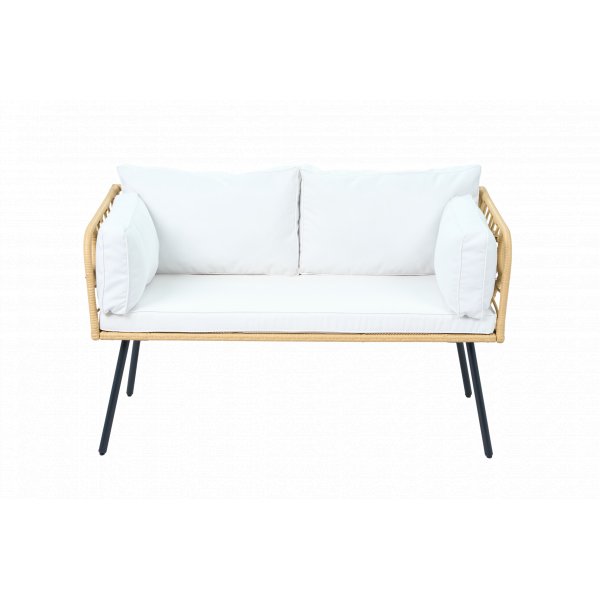 Balkongsett 2-seters sofa med bord + Kompakt loungesett for balkong + Beige
