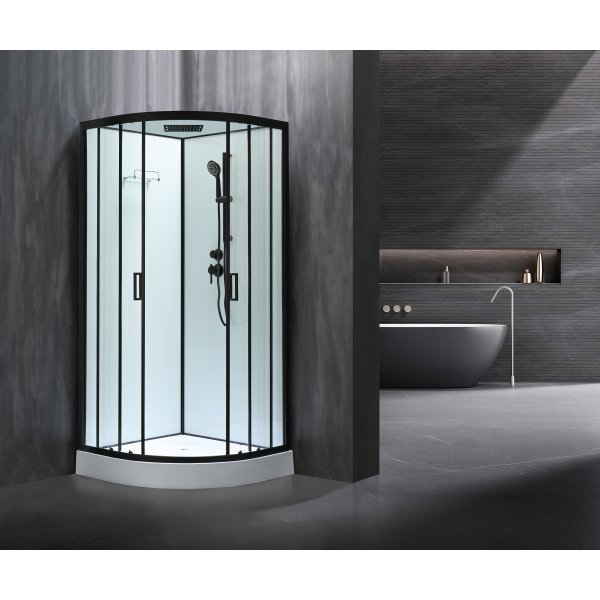Dusjkabinett Nordamist Ares 90x90x215 cm - Hvit med takdusj og blandebatteri Dusjkabinett Nordamist Ares 90x90x215 cm - Hvit med takdusj og blandebatteri
