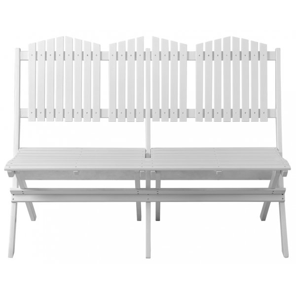 Hvit utesofa i tre 130 cm - Sammenleggbar hagebenk utendørs + Flekkfjerner for møbler Hvit utesofa i tre 130 cm - Sammenleggbar hagebenk utendørs + Flekkfjerner for møbler