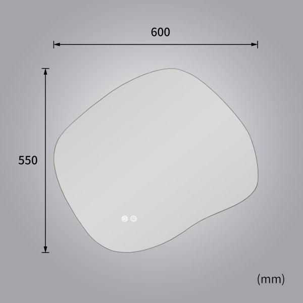 LED-speil 60x55 cm med antidugg og justerbar belysning