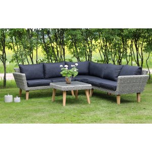 Gransholm utemøbelgruppe hjørnesofa med bord - Natur kunstrotting Gransholm utemøbelgruppe hjørnesofa med bord - Natur kunstrotting