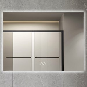 Baderomsspeil 100 x 80 cm med LED-belysning og antidugg, rektangulrt