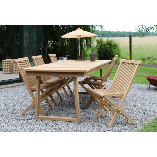 Salt� uteservering spisebord 240x100 cm med 6 spisestoler - Teak