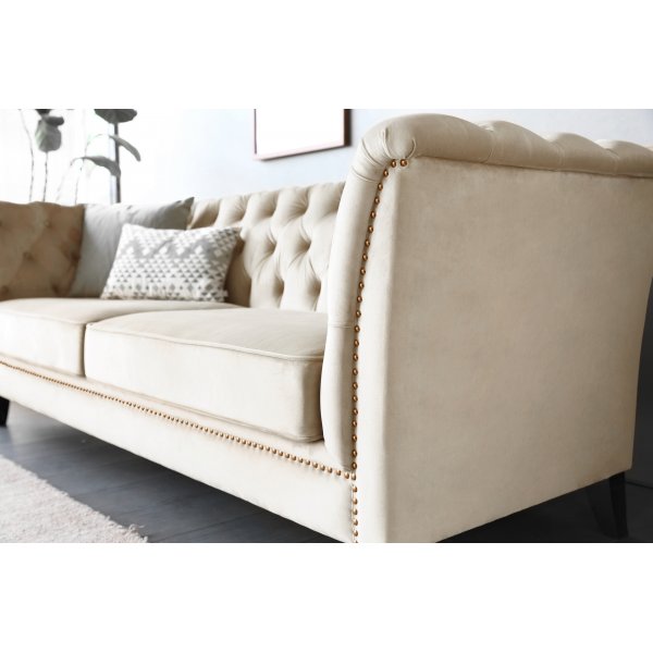 Sofa 3-seters Chesterfield beige - Milton