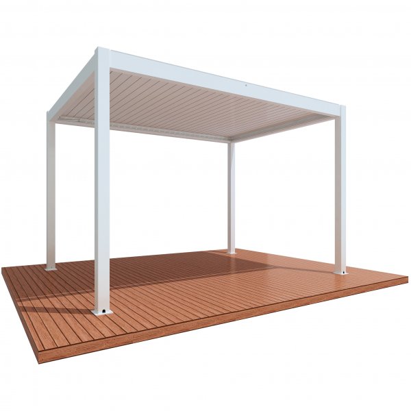 Motorisert pergola 4x3m | Aluminium | Innebygd LED-belysning | Hvit Motorisert pergola 4x3m | Aluminium | Innebygd LED-belysning | Hvit