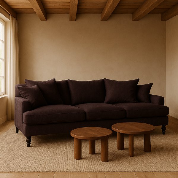 Sofa Dalton 225 cm - M�rkebrunt imitert skinn