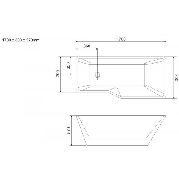 Badekar Hamilton venstrevendt - 170 cm