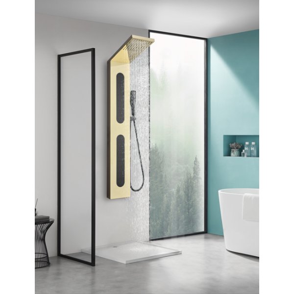 Zeri dusjpanel - speil i gull og svart rustfritt stl