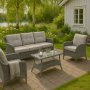 Svan - Loungesett i 4 deler | Naturlig farget kunstrotting