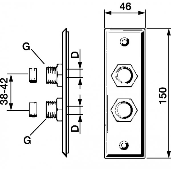 FM Mattsson Dobbel veggbrikke for CU-rør FM Mattsson Dobbel veggbrikke for CU-rør