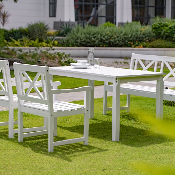 Spisebord 135 cm hvitmalt furu - Hagebord til terrasse Spisebord 135 cm hvitmalt furu - Hagebord til terrasse