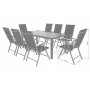 Utespisegruppe Ibiza bord 185cm + 8 stoler - Svart