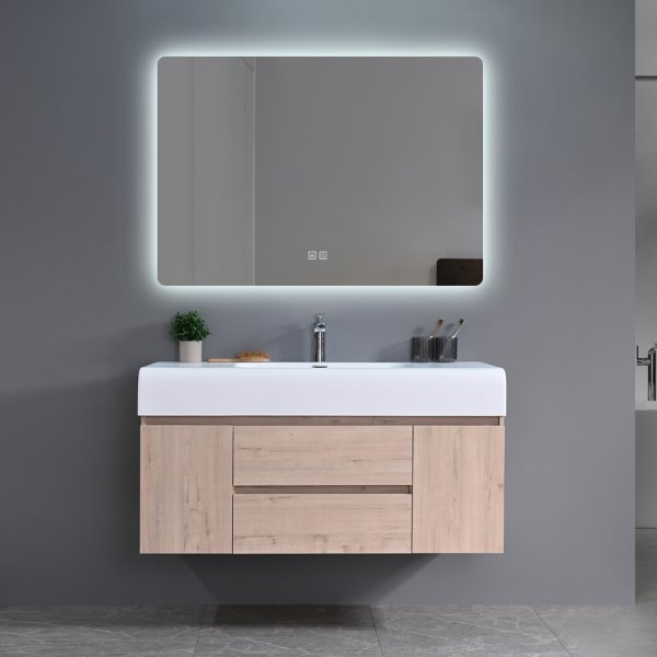Baderomspakke 120 cm Lyst tre med LED-speil - Miami Baderomspakke 120 cm Lyst tre med LED-speil - Miami
