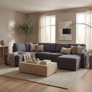 U-formet sovesofa Dream med oppbevaring - 299 cm - mørkegrå U-formet sovesofa Dream med oppbevaring - 299 cm - mørkegrå