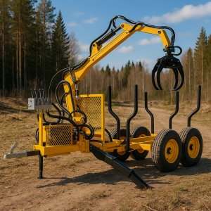 Tømmertilhenger med løftekran - Maks løftekapasitet 300 kg Tømmertilhenger med løftekran - Maks løftekapasitet 300 kg