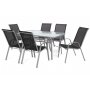 Spisegruppe Sevilla brod + 6 stoler - Slv/svart
