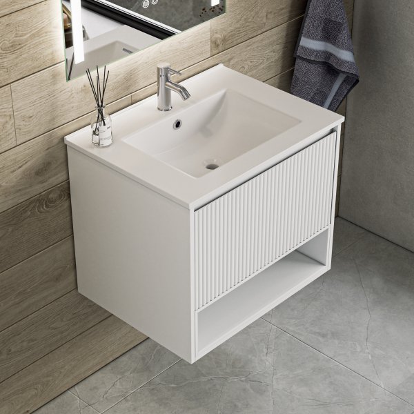 Baderomspakke - Aurelia | Myktlukkende skuffer og LED-speil | 60 cm