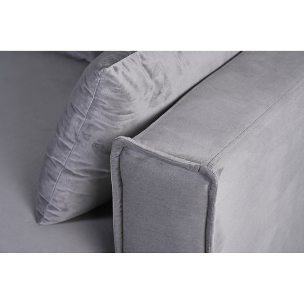Sofa 250 cm bred m�rkegr� fl�yel 114 cm dyp