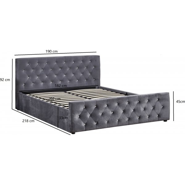 Sengeramme i gr� fl�yel 180 x 200 cm - Dubai