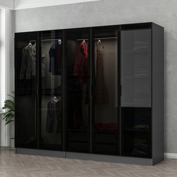 Cavolo garderobeskap 225x52x210 cm - Antrasitt/sort Cavolo garderobeskap 225x52x210 cm - Antrasitt/sort