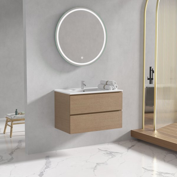 Baderomsmbler Milan 80 cm - Lyst tre