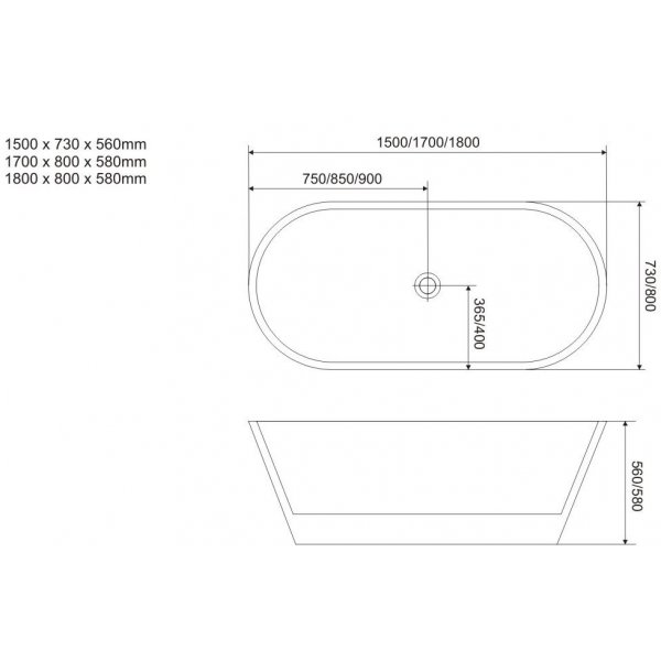 Badekar Butterfly valley - 170 cm Badekar Butterfly valley - 170 cm