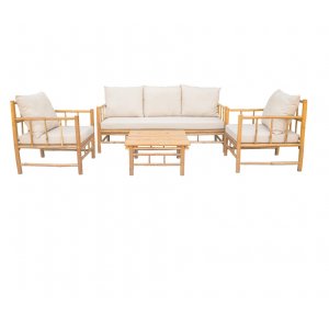 Tinka bambus utend�rs gruppe; 3-seters sofa med bord og 2 lenestoler - Bambus