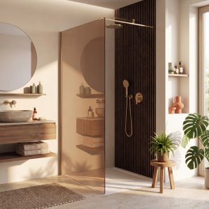 Dusjvegg bronse 8 mm herdet glass - Zen